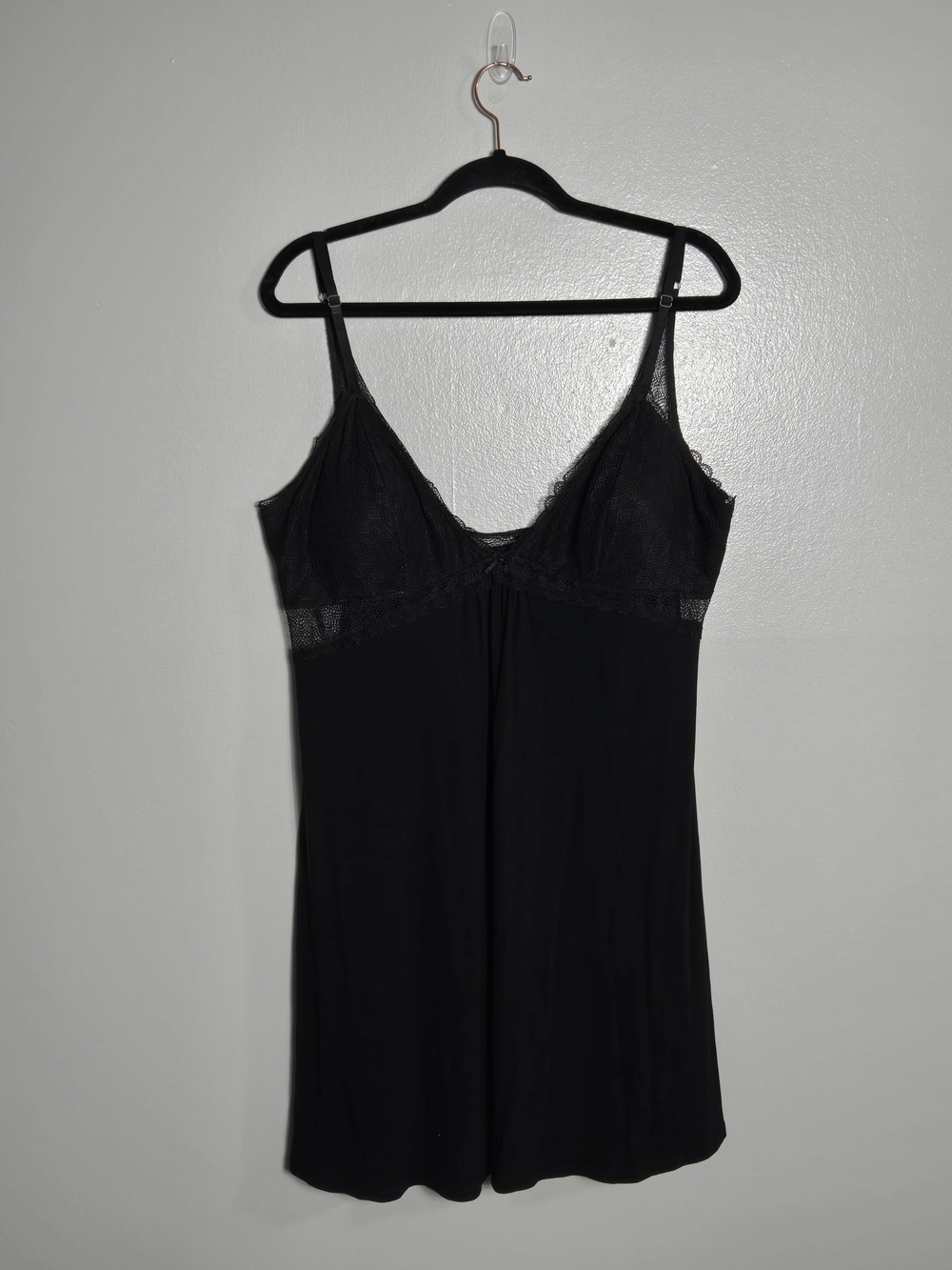 (3/$25) Stars Above Black Lace Trim Babydoll Chemise Nightgown Beautifully Soft